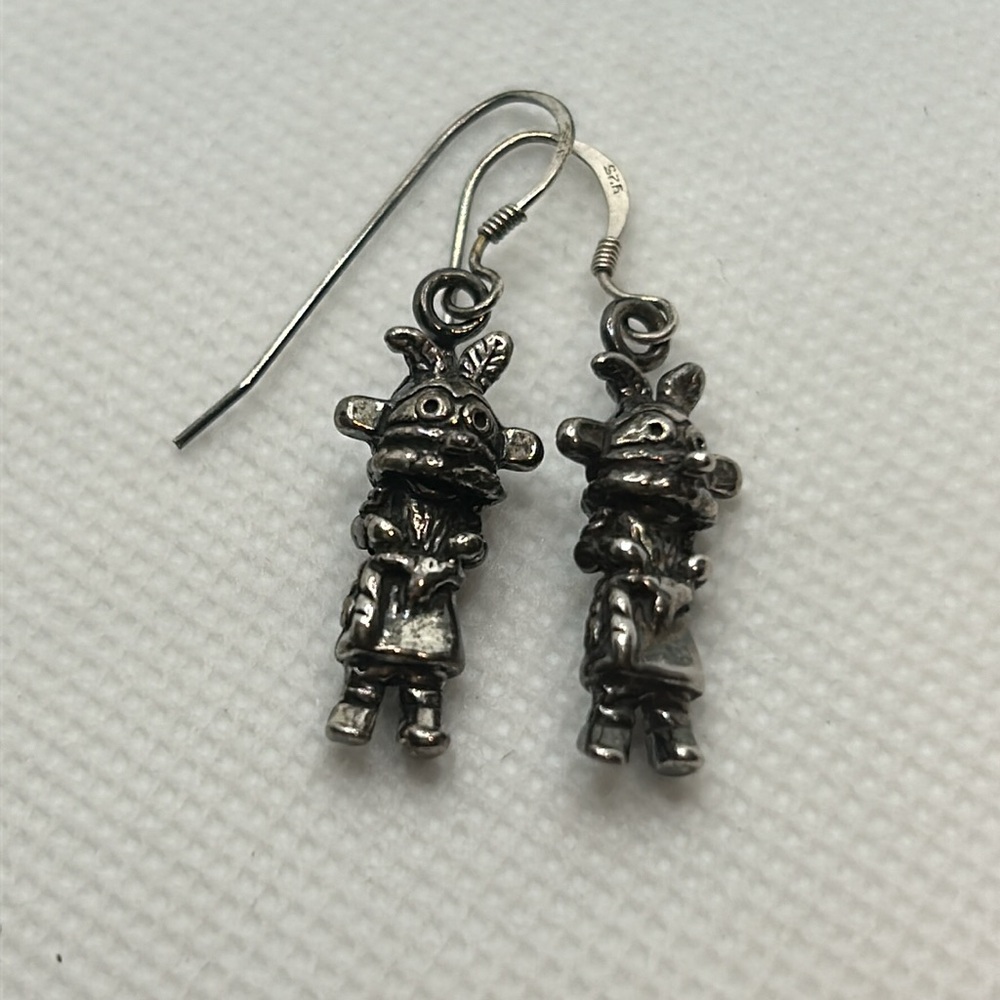 Kachina Dancer Dangle Earrings,VTG Sterling Silver 925 Southwest - Picture 2 of 6